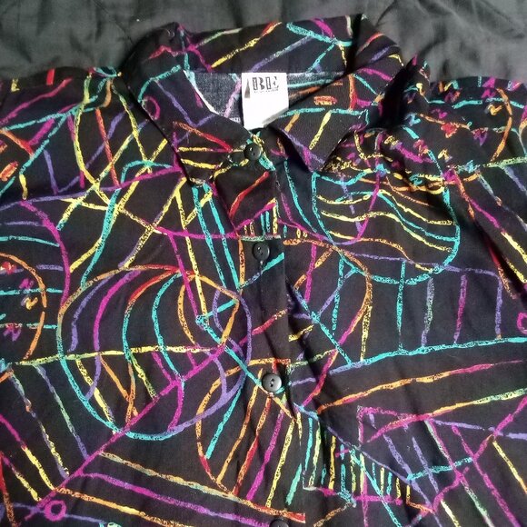Vintage Basic Editions Abstract Geometric Hawaiian Shirt - Picture 1 of 6